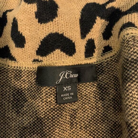 J Crew Cardigan Womens XS Extra Small Cheetah Wool Blend Open Front Sweater - Picture 10 of 13